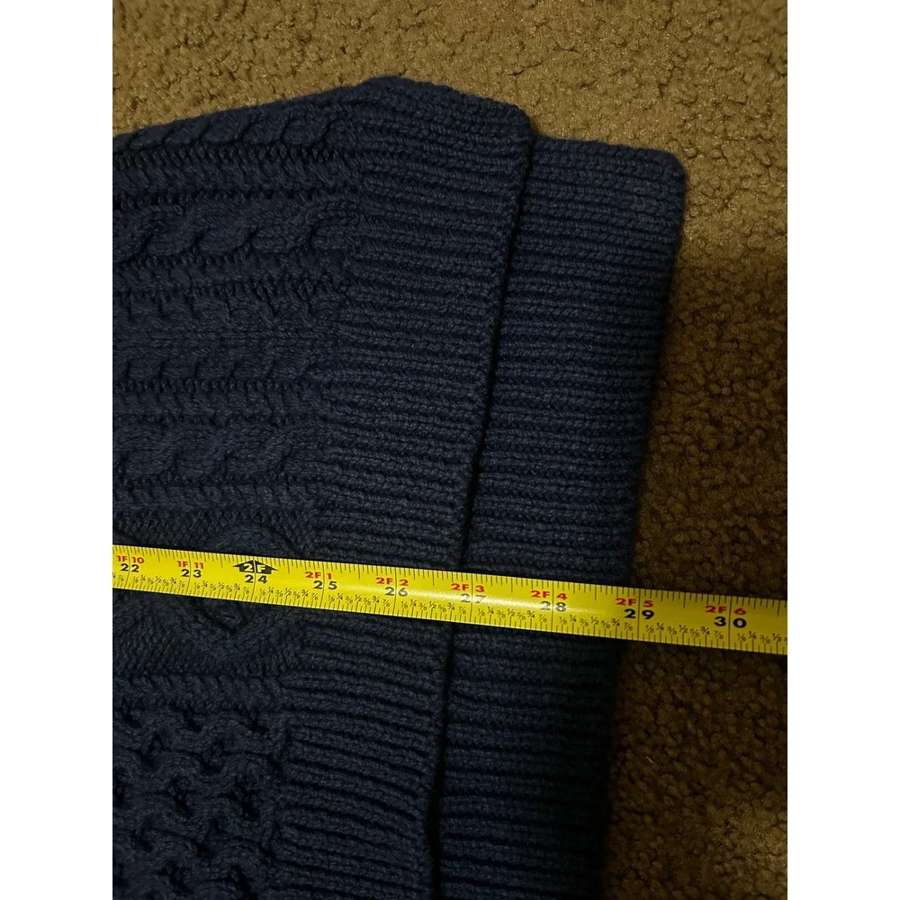 Outerknown Mens Navy Blue Wool Organic Cotton Cable Knit Fisherman Sweater L